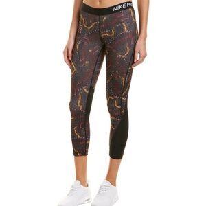 Nike Pro Printed Crop with Mesh Inlays in Red Crush Dri-Fit Size Medium